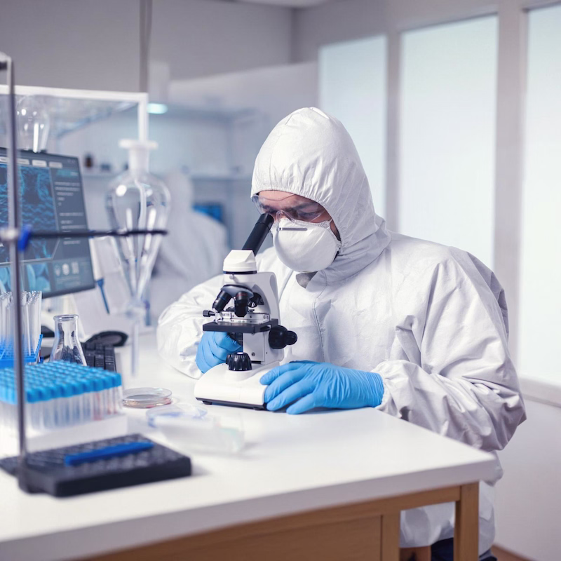 Independent lab analyst processing a Pure Air Alabama air sample